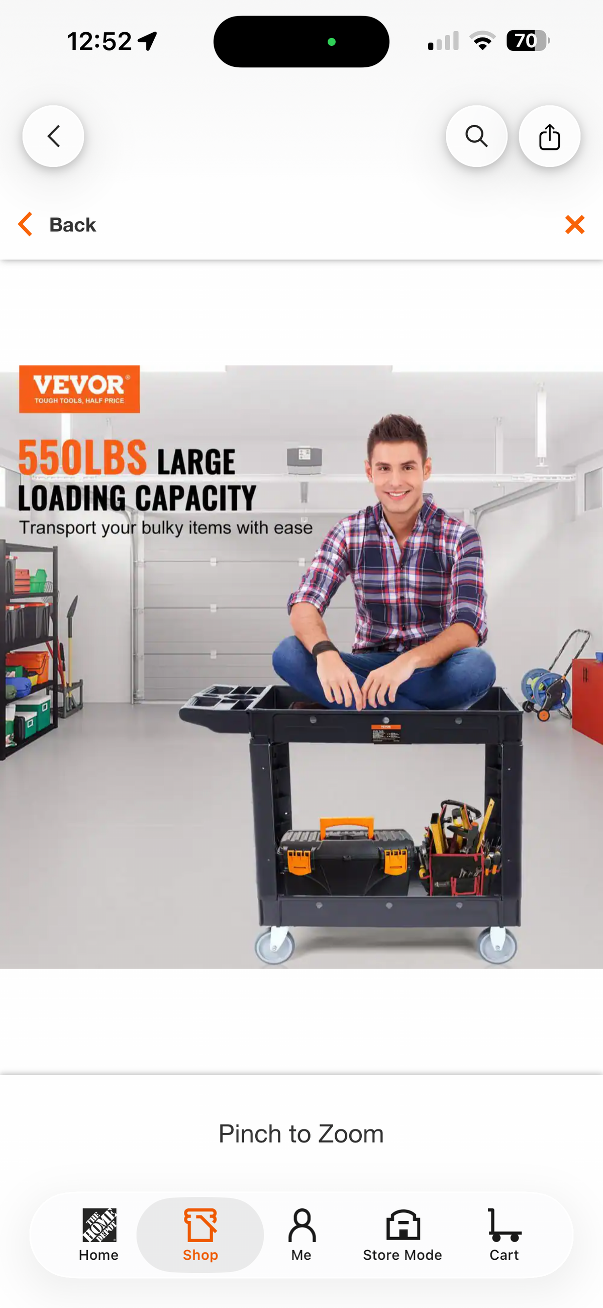 Vevor 2-Shelf 550lbs Plastic Rolling Utility Cart