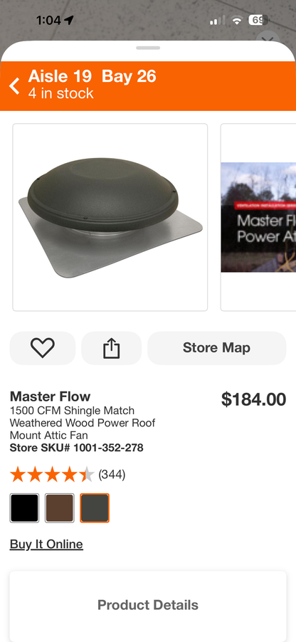 Master Flow 1500 CFM Power Roof Mount Attic Fan