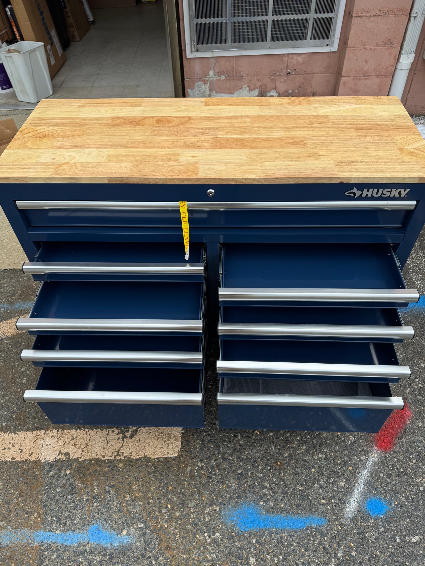 Husky 46” W x 18” D 9-Drawer Gloss Blue Mobile Workbench Cabinet
