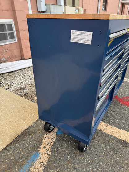 Husky 46” W x 18” D 9-Drawer Gloss Blue Mobile Workbench Cabinet