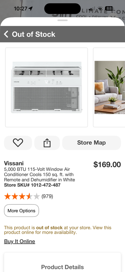 Vissani 5,000 BTU 115V Window Air Conditioner