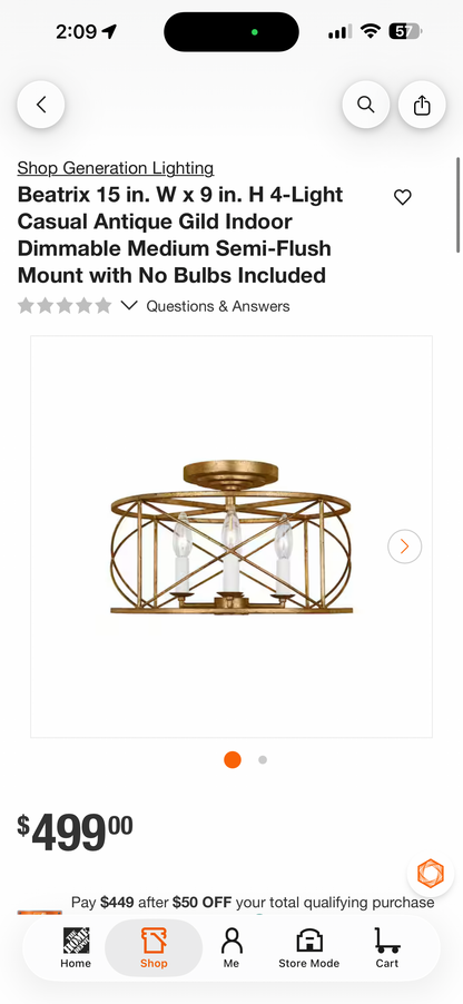 Visual Comfort & Co. Beatrix Antique Gold 4-Light Chandelier