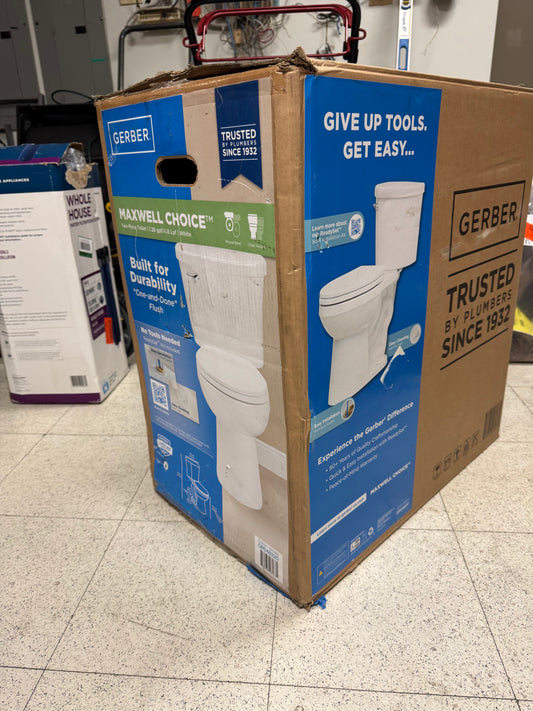 Gerber Maxwell Choice 12” 2pc Single Flush Round Chair Height Toilet