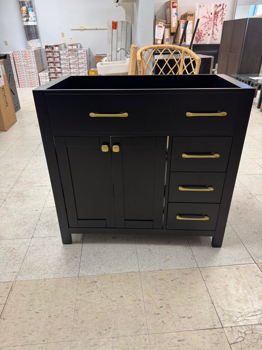 Wonline 36” Black & Gold Bath Vanity (NO TOP)