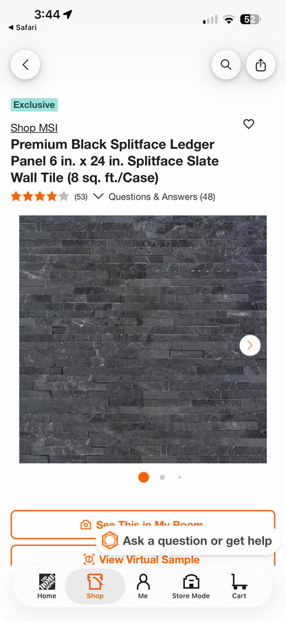 MSI 6x24” Premium Black Rockmount Stacked Stone Wall Tile