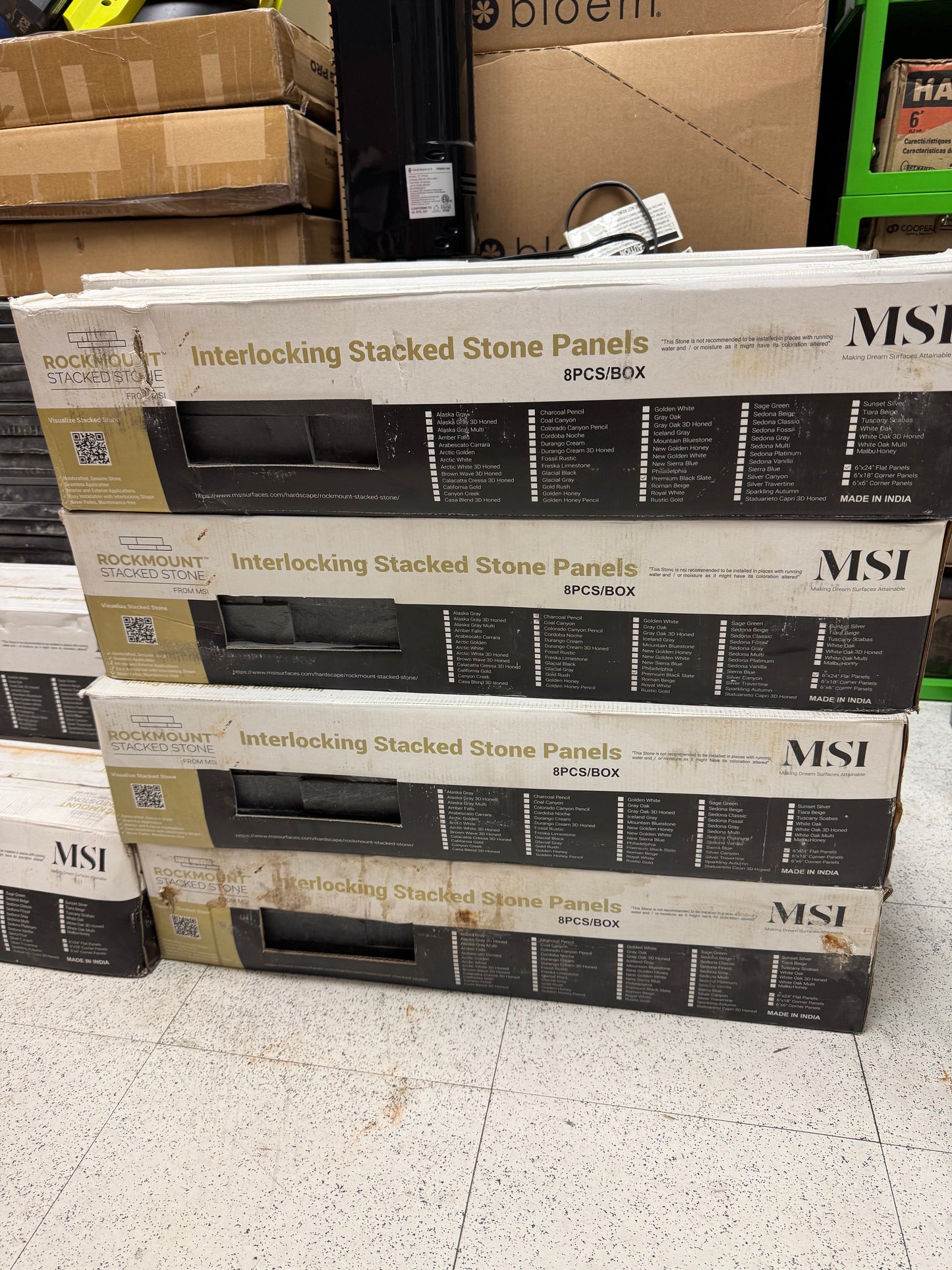 MSI 6x24” Premium Black Rockmount Stacked Stone Wall Tile