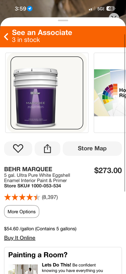 Behr Marquee 5G Ultra Pure White Eggshell Enamel Interior Paint & Primer