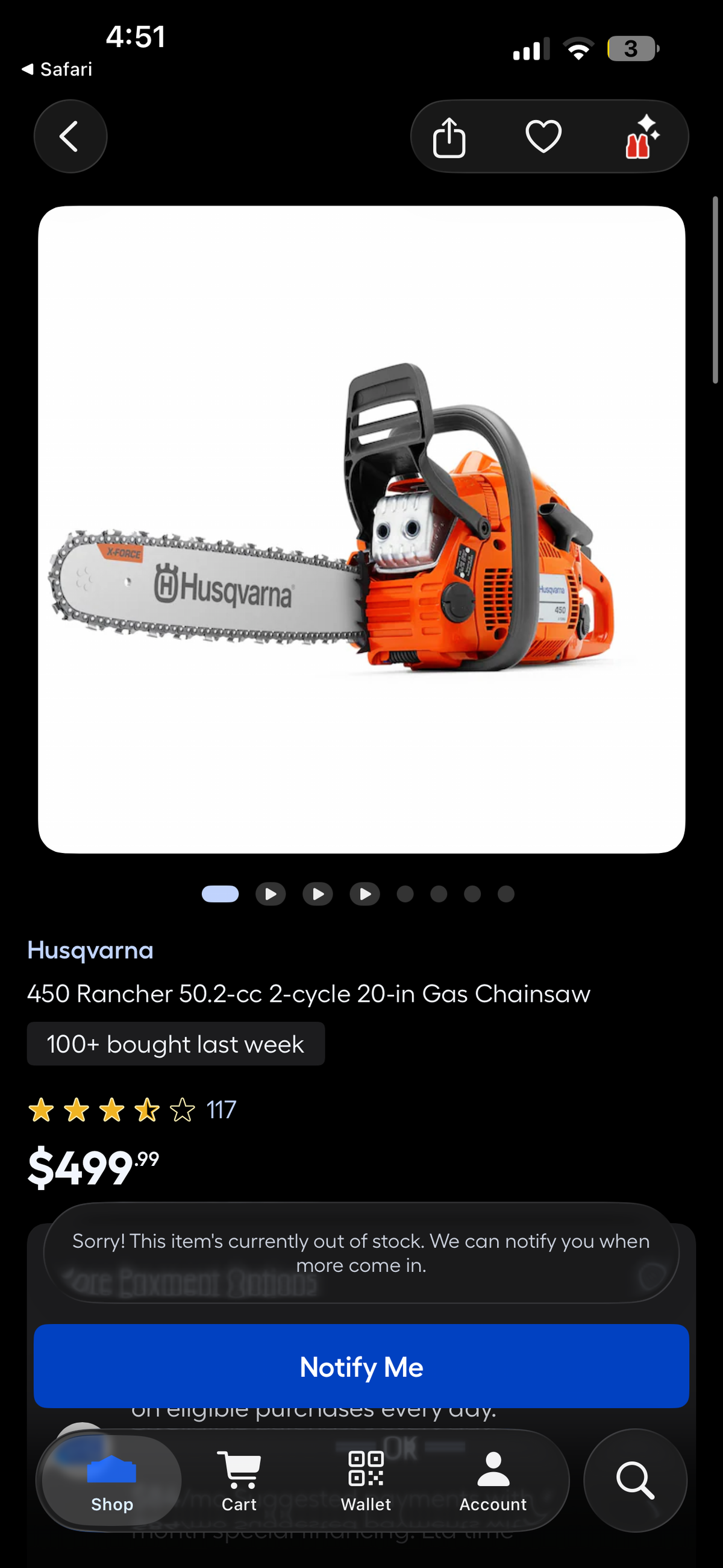 Husqvarna 450e Rancher 20” 50.2cc 2-Stroke Gas Chainsaw