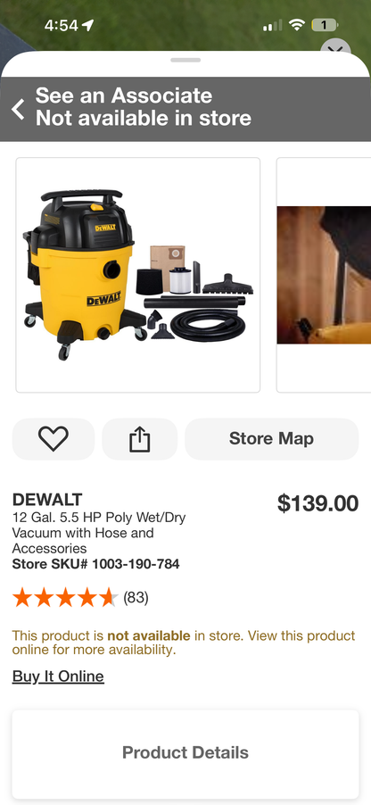 Dewalt 12G 5.5 HP Wet/Dry Vacuum