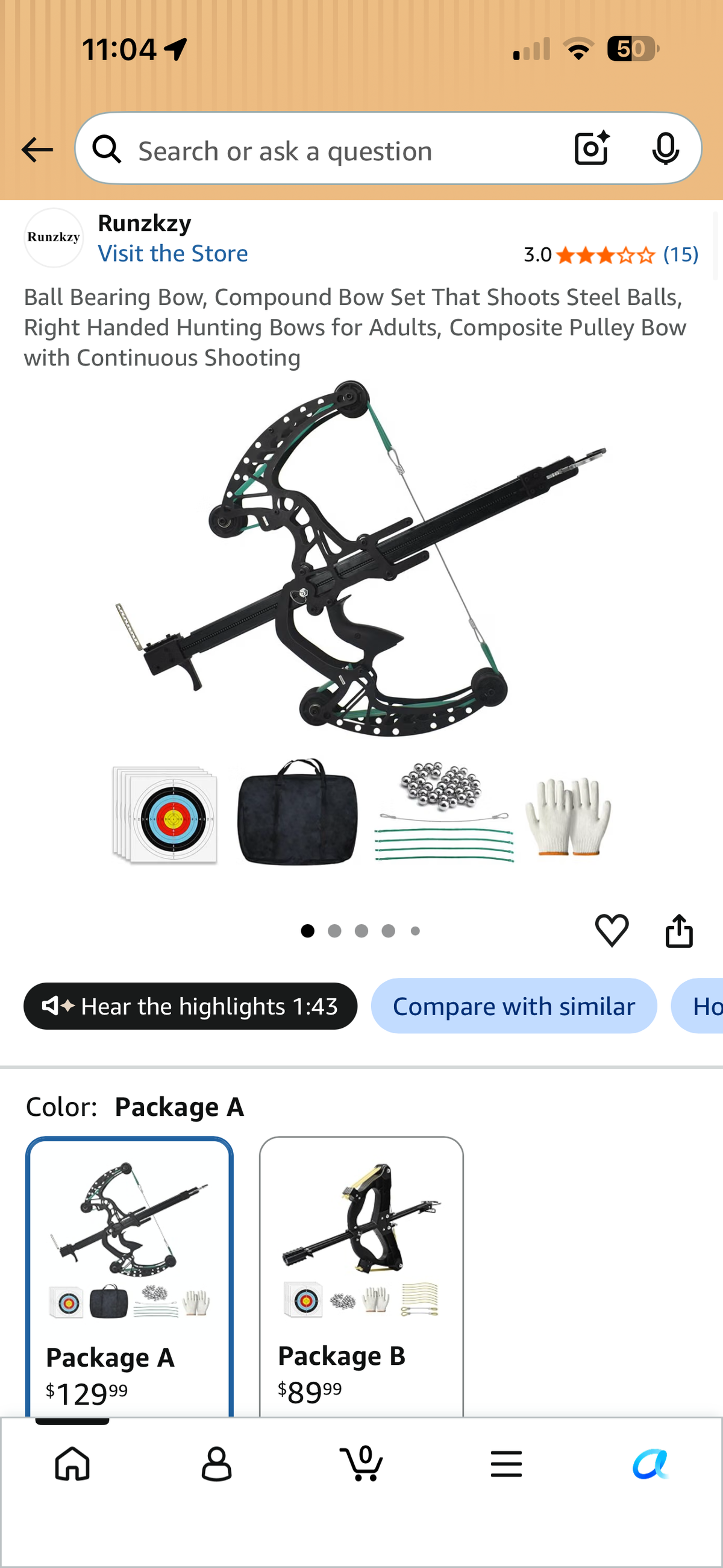 Continuous Shooting Ball Bearing Compound Bow Set w/Accessories