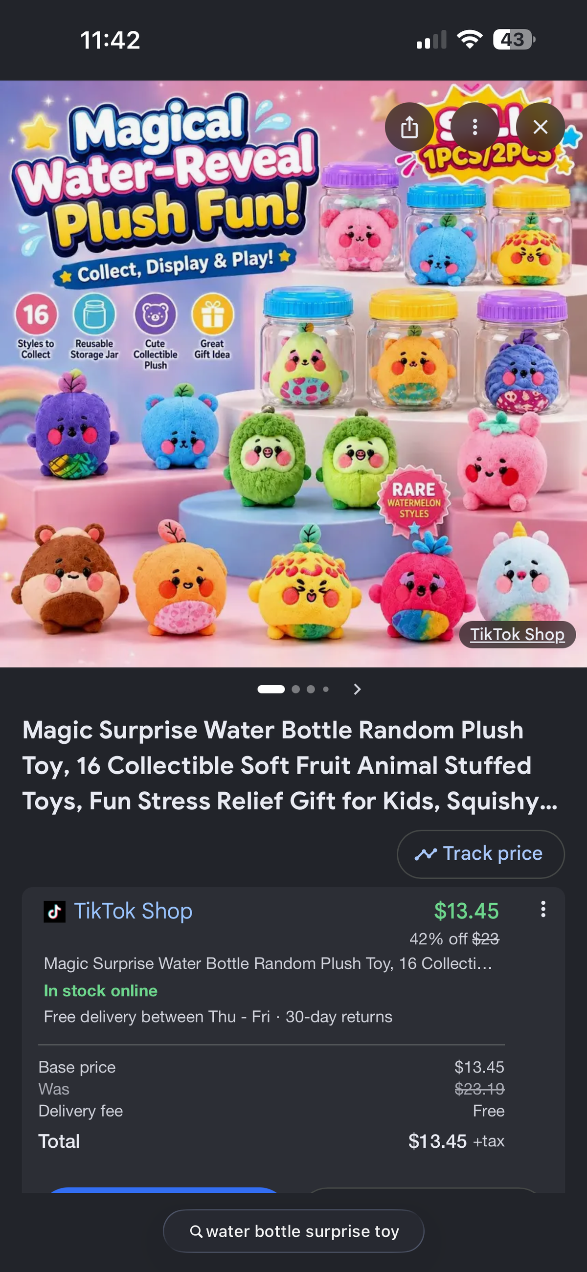 Magic Surprise Water Bottle Reveal Plush Toy