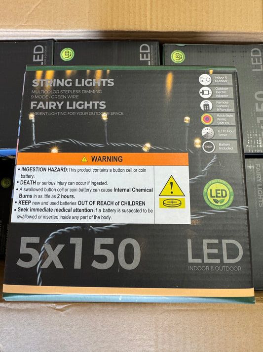 5x150ft Multicolor LED Remote Controlled Fairy String Lights