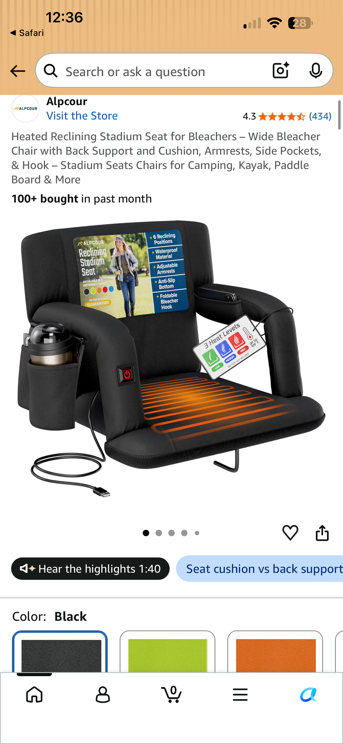 Alpcour Reclining Heated & Non-Heated Stadium Seats
