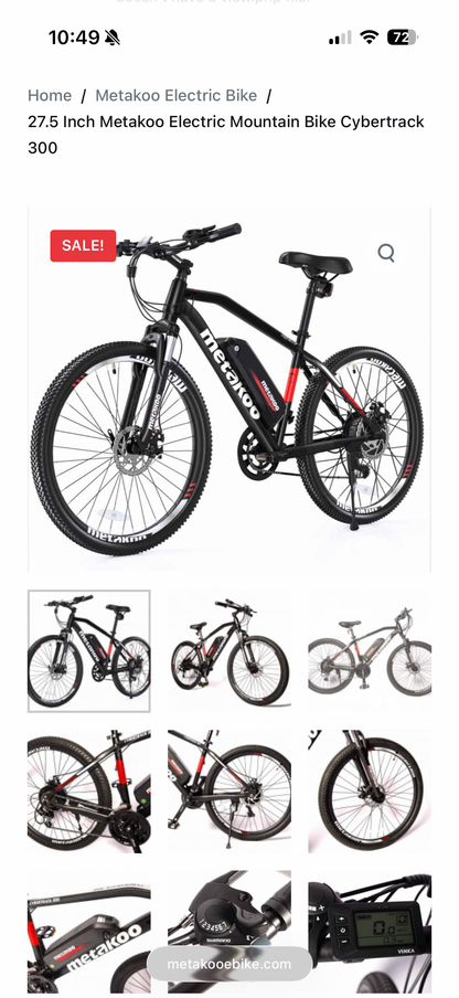 Metakoo Cybertrack 300 500W 27.5” Electric Mountain Bike