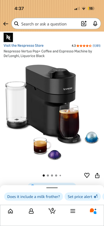 Nespresso Vertuo Pop+ Coffee & Espresso Machine