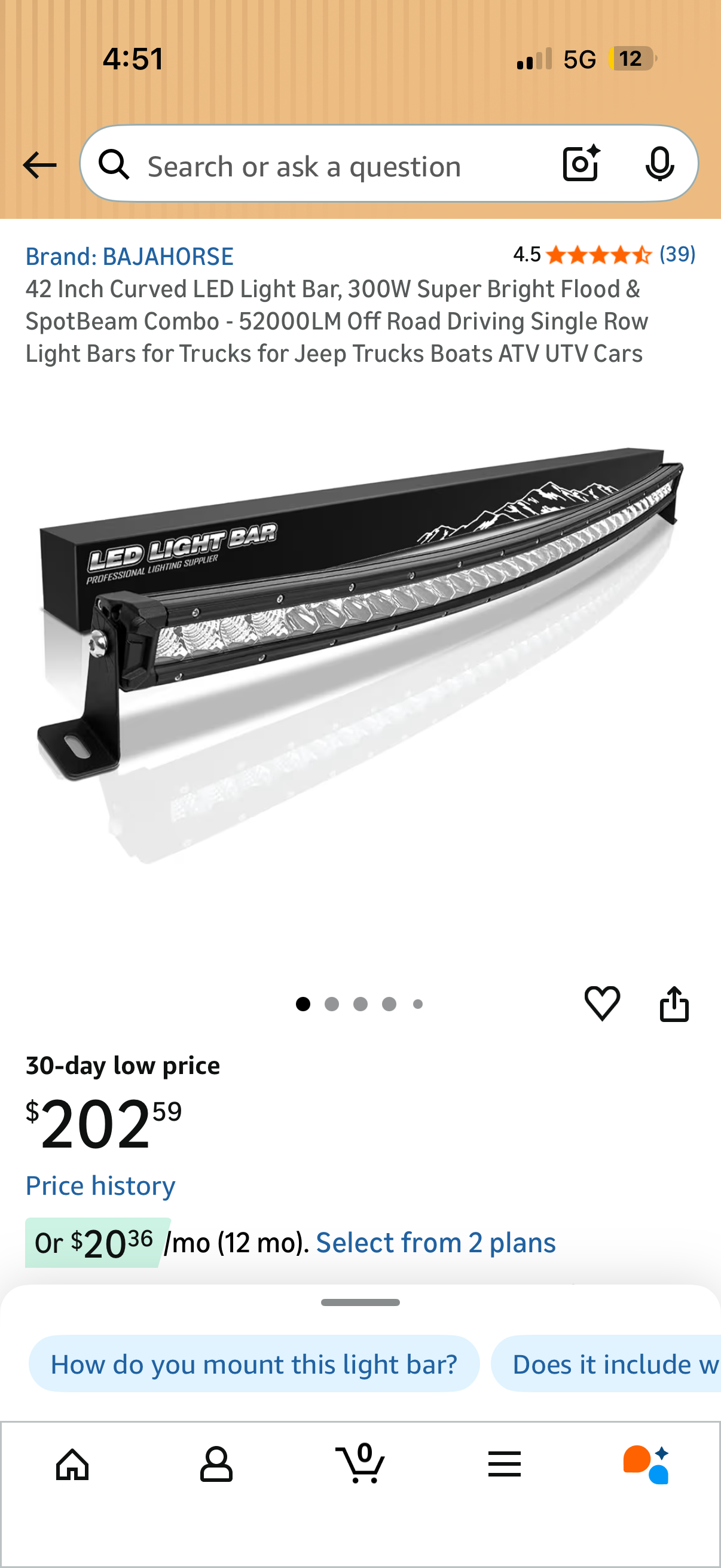 Bajahorse 42” Curved 300W LED Light Bar