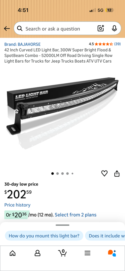 Bajahorse 42” Curved 300W LED Light Bar
