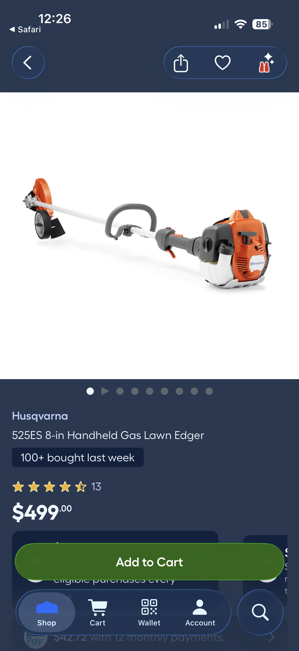 Husqvarna 525ES 25.4cc 8” 2-Cycle Gas Lawn Edger