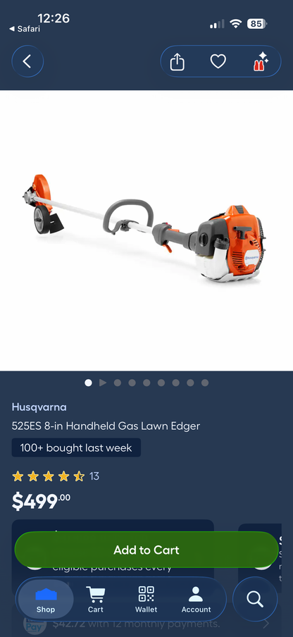 Husqvarna 525ES 25.4cc 8” 2-Cycle Gas Lawn Edger