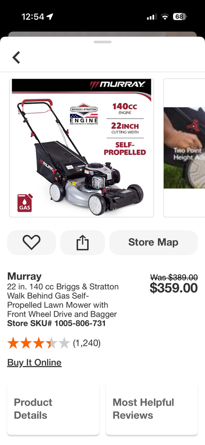 Murray 22” 140cc FWD Self-Propelled Gas Lawn Mower
