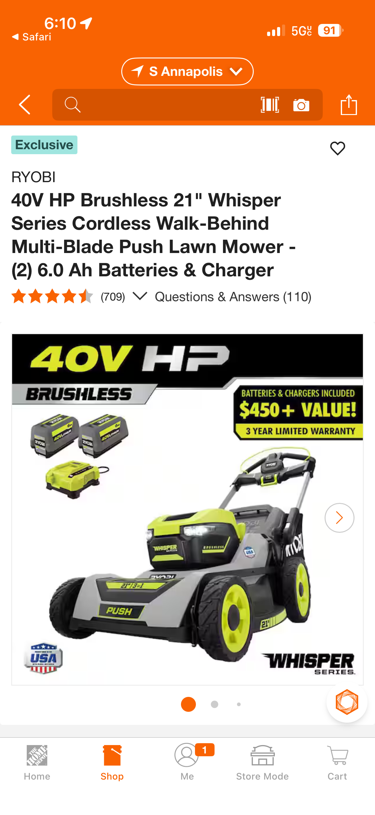 Ryobi 40v HP Brushless 21” AWD Self-Propelled Lawn Mower Kit