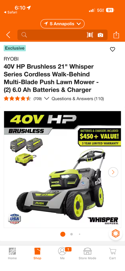 Ryobi 40v HP Brushless 21” AWD Self-Propelled Lawn Mower Kit