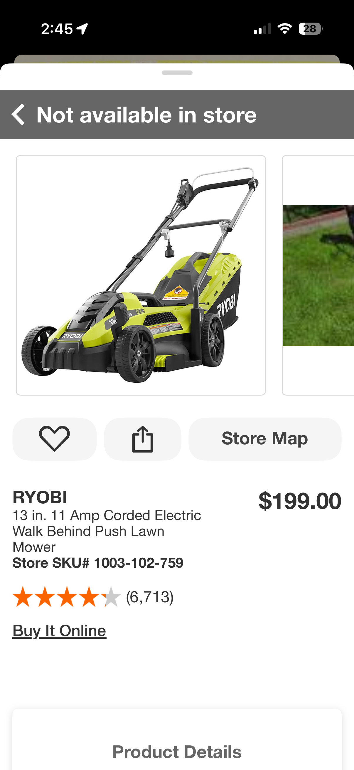 Ryobi 13” 11 Amp Corded PUSH Lawn Mower