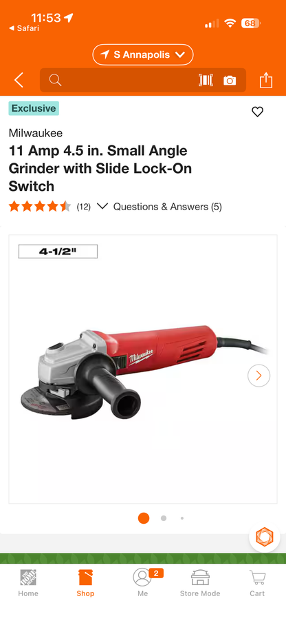 Milwaukee 11 Amp 4.5” Small Angle Grinder