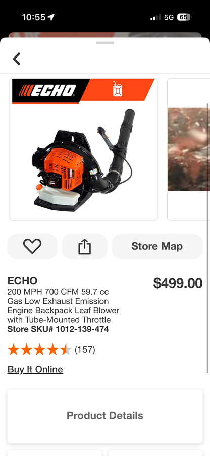 Echo PB-5810 59.7cc 2-Stroke Gas Backpack Blower