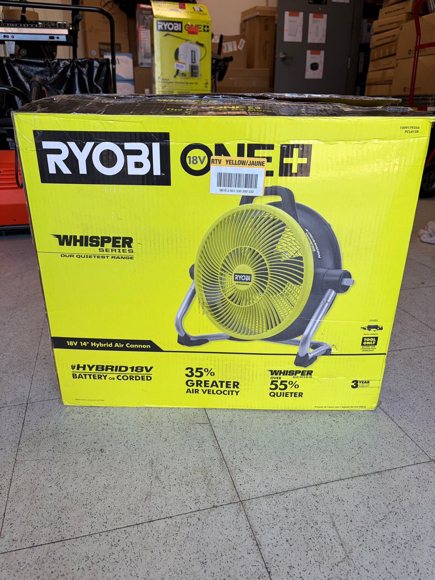 Ryobi One+ 18v Hybrid Whisper Series Air Canon Fan