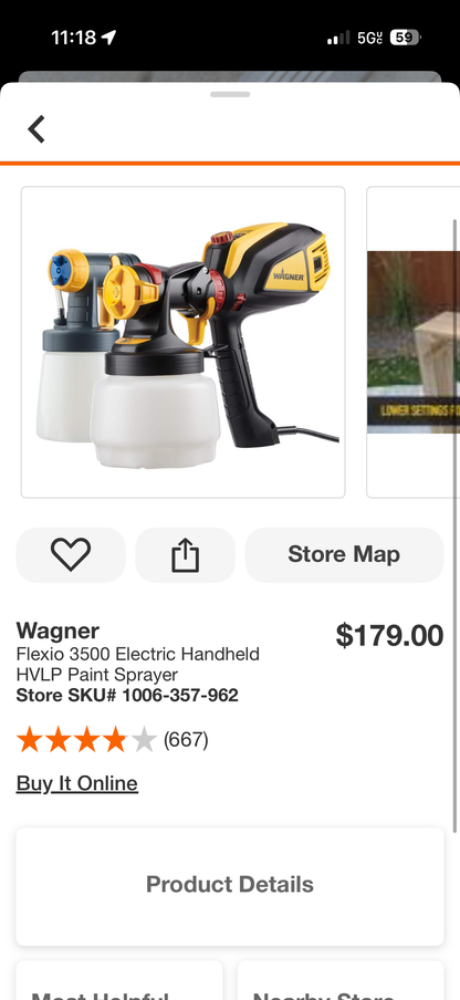 Wagner Flexio 3500 Electric Handheld HVLP Paint Sprayer