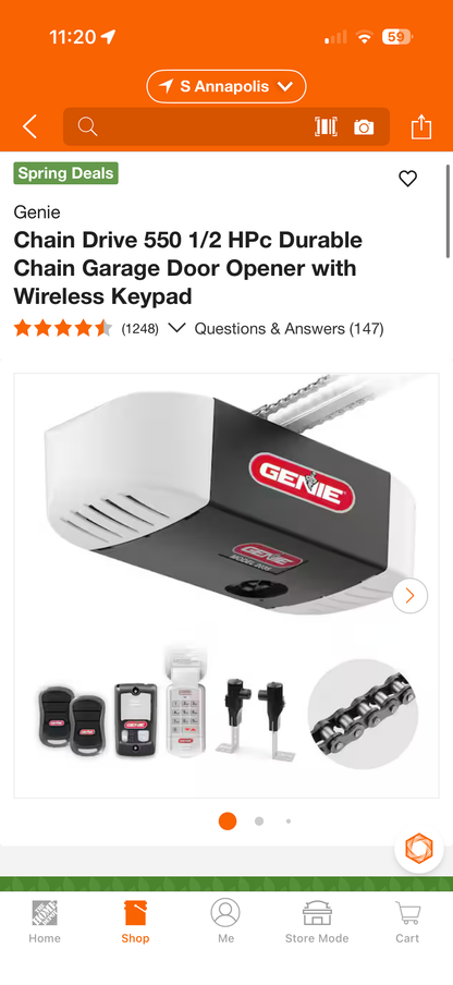 Genie Chain Drive 550 1/2 HP Garage Door Opener