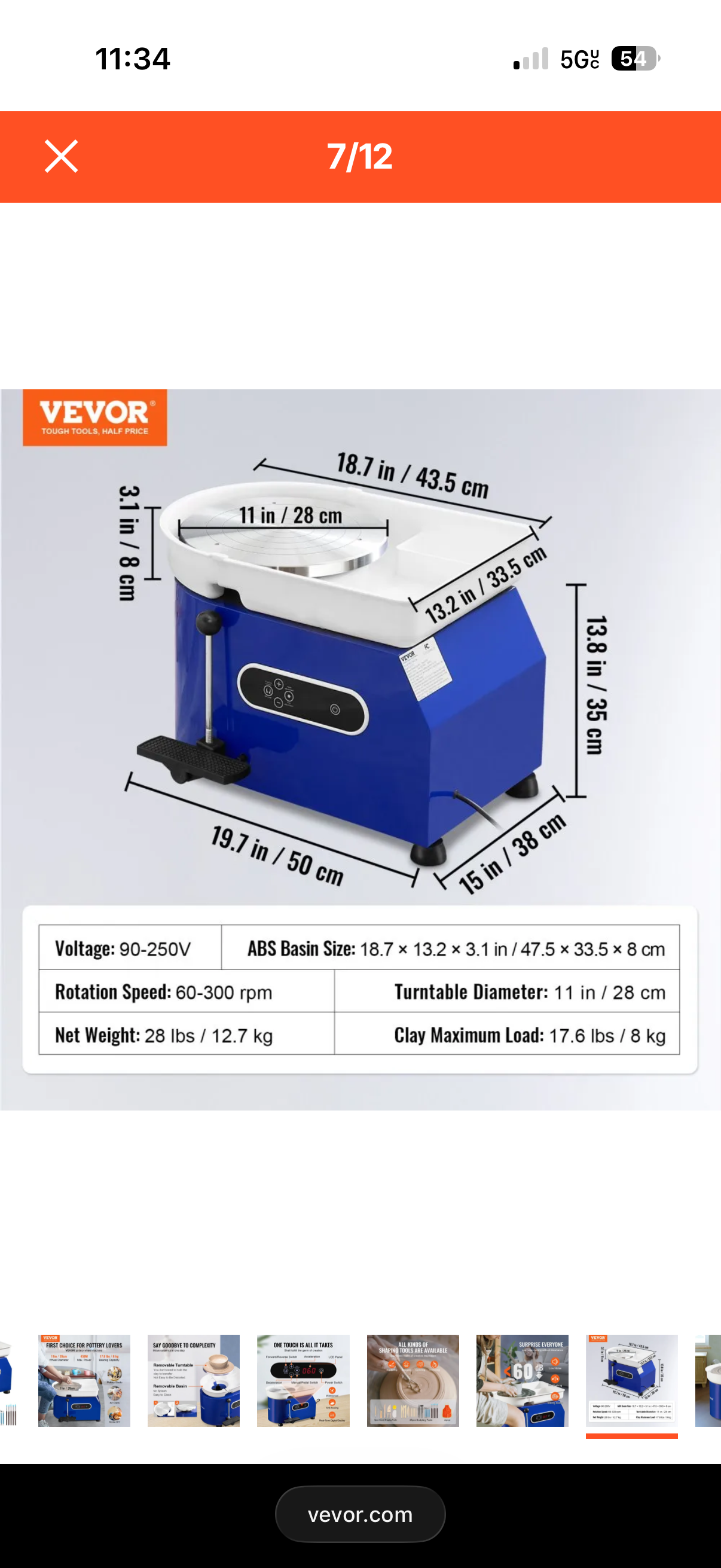Vevor 450W Electric Pottery Wheel