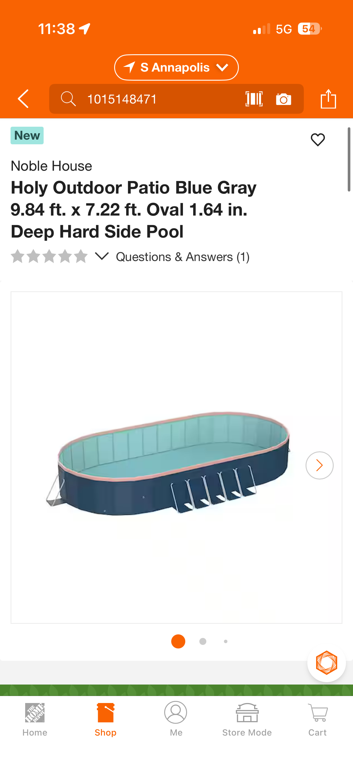 Noble House Holy Outdoor Patio Oval Deep Hard Side Pool