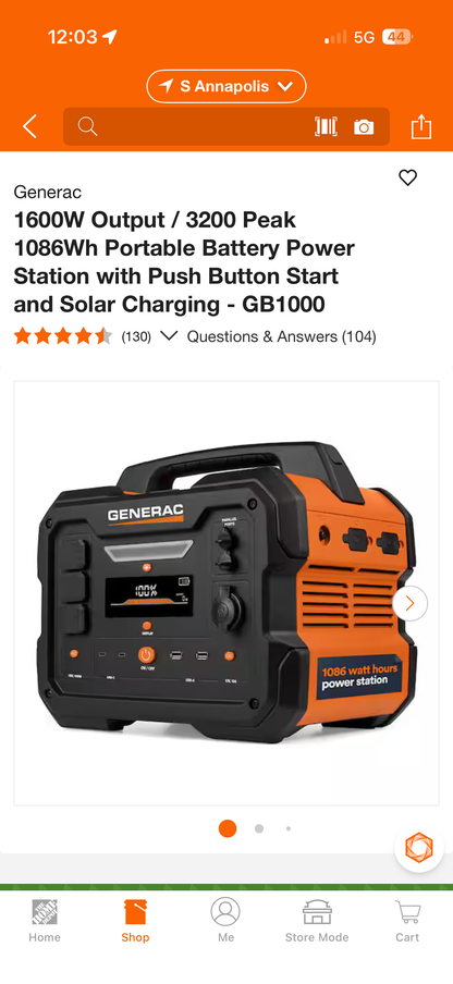 Generac GB1000 1600W Portable Battery Power Station