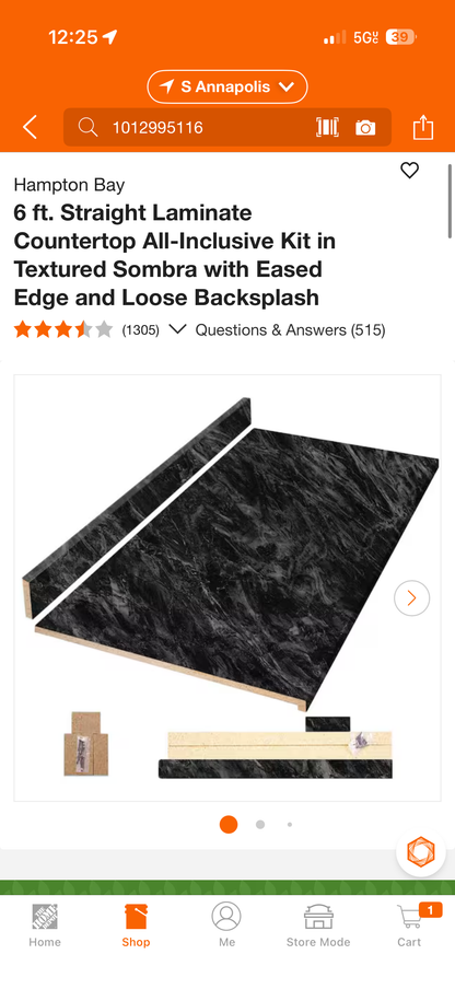 Hampton Bay 6ft Straight Laminate Countertop All-Inclusive Kit