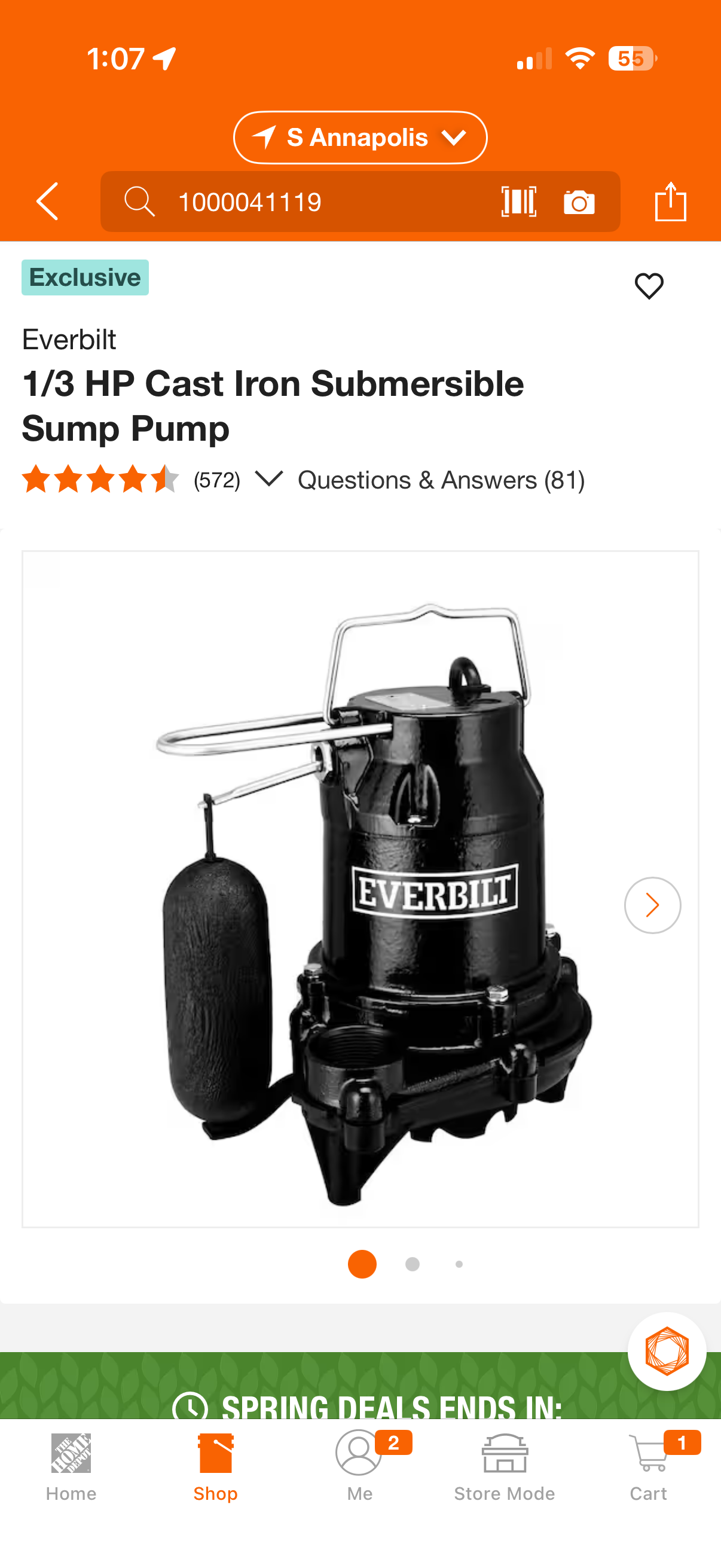 Everbilt 1/3 HP Commercial Cast Iron Submersible Sump Pump