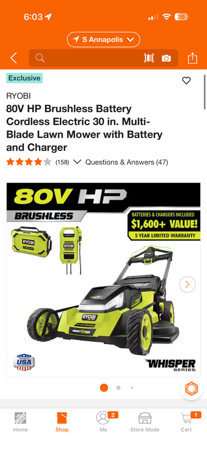 Ryobi 80v HP Brushless 30” RWD Self Propelled 4-Blade Lawn Mower Kit