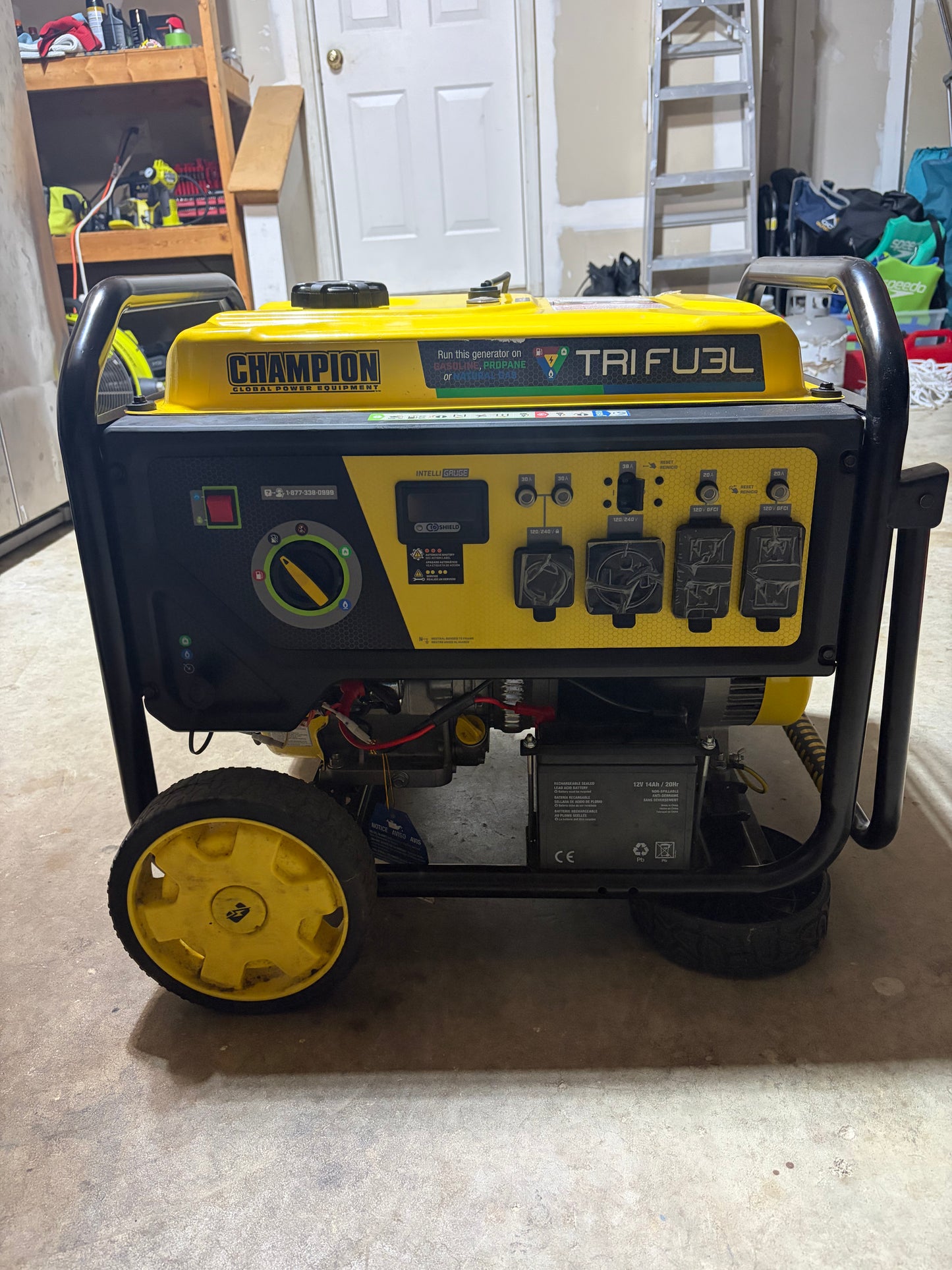 Champion 11,500/9200W Electric Start Tri-Fuel Portable Generator