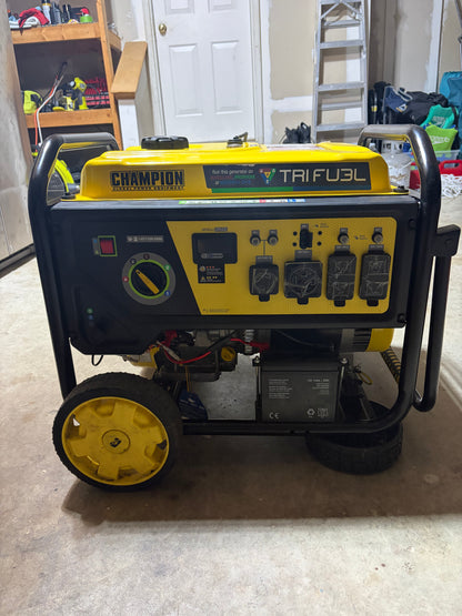 Champion 11,500/9200W Electric Start Tri-Fuel Portable Generator