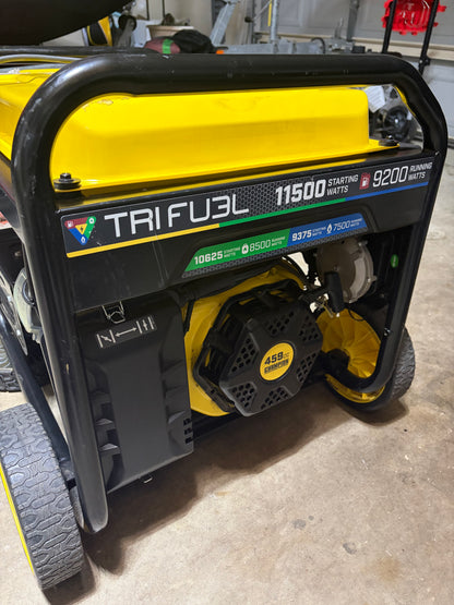 Champion 11,500/9200W Electric Start Tri-Fuel Portable Generator