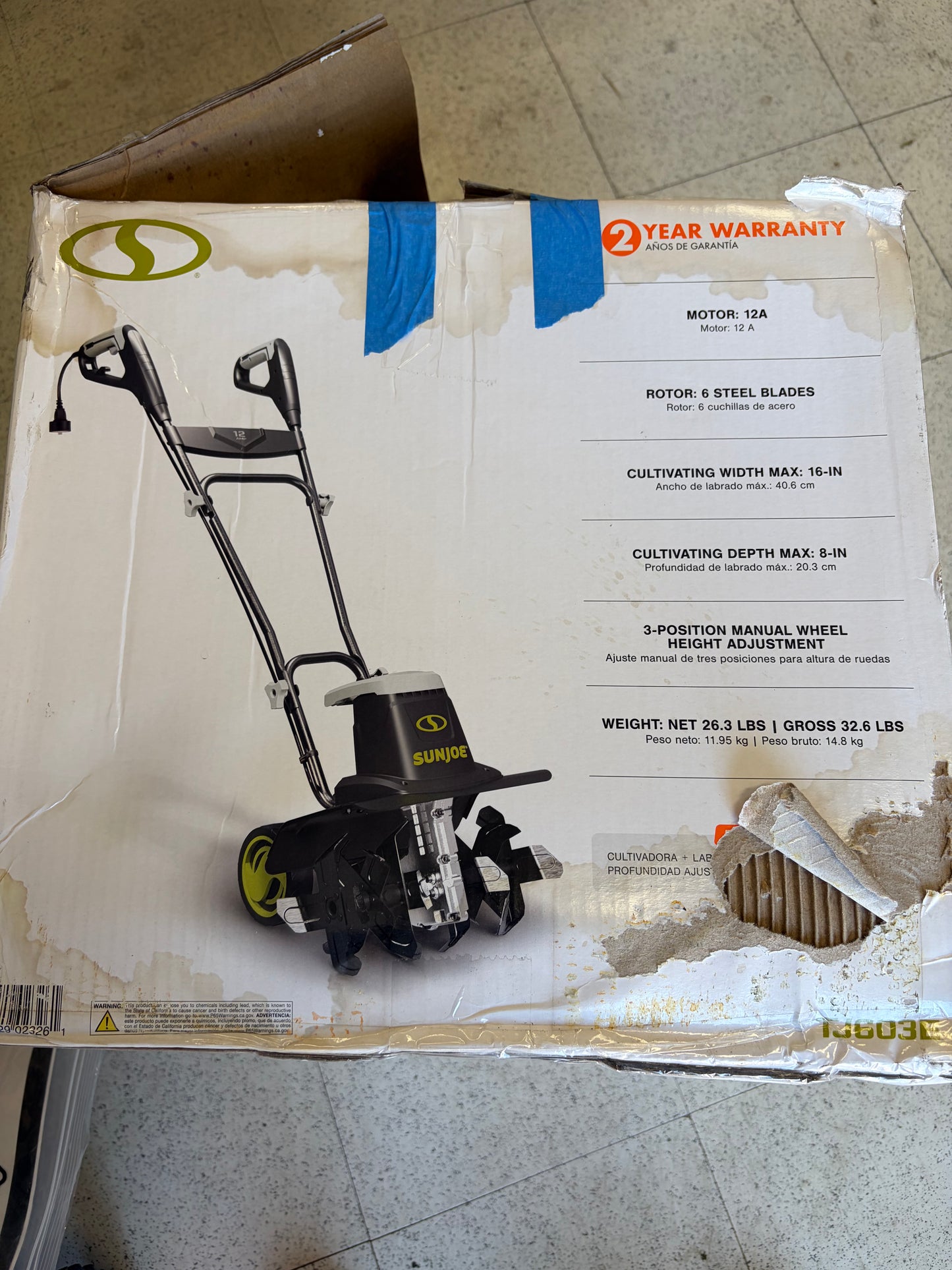 Sun Joe 16” 12-Amp Electric Garden Tiller/Cultivator