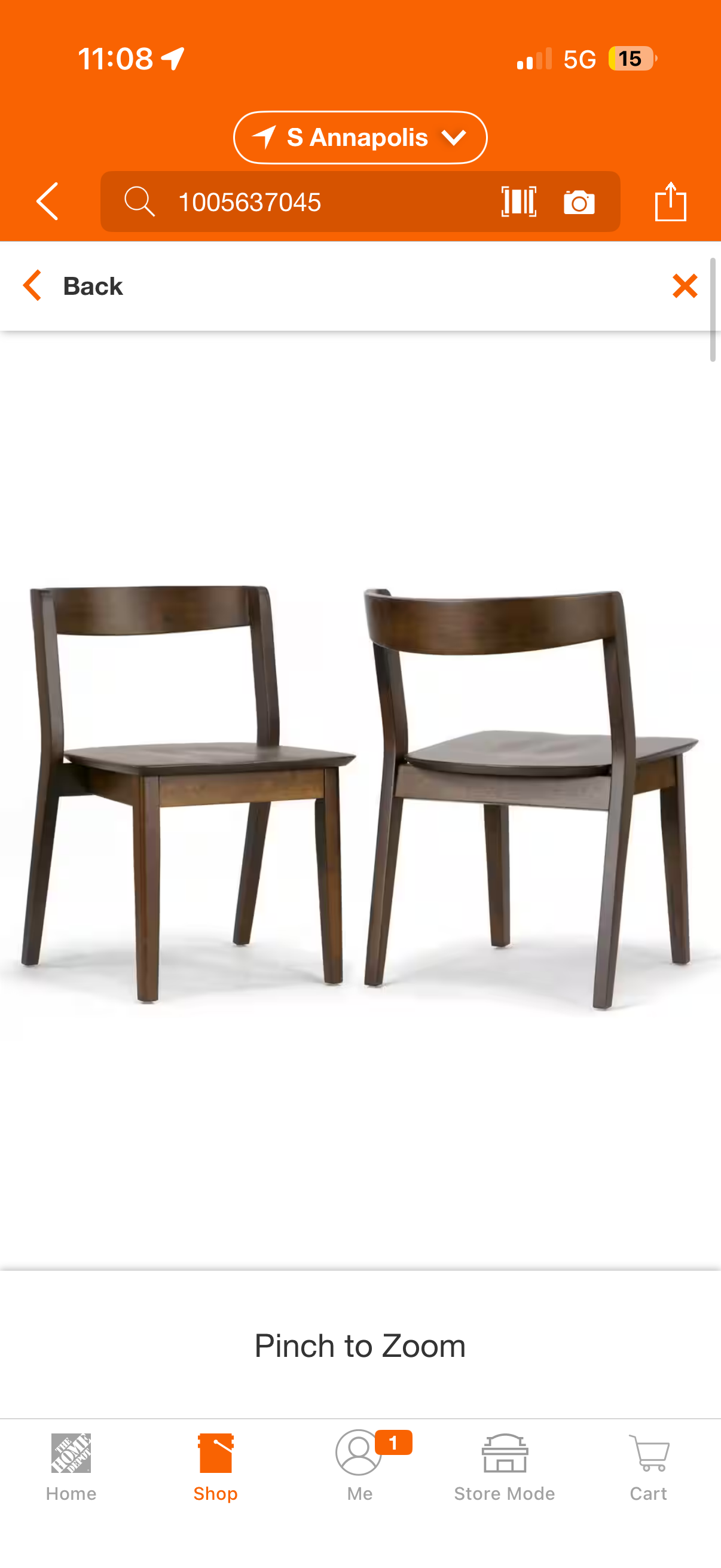 Glamour Home Astor Walnut Solid Wood Dining Chair Set of 2