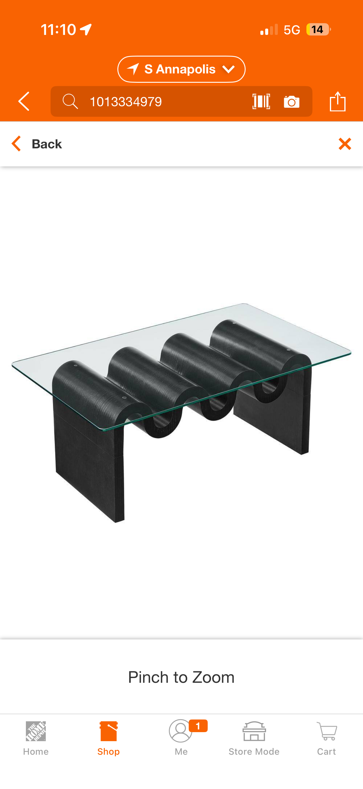 Modway Ondine Glass & Wood Retro Vintage Coffee Table