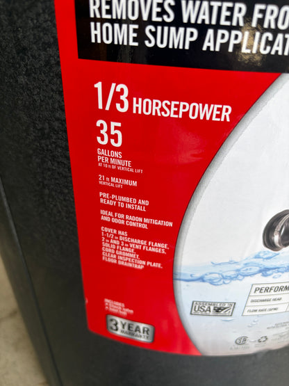 Everbilt 3/10 HP Pre-Plumbed Submersible Sump Pump