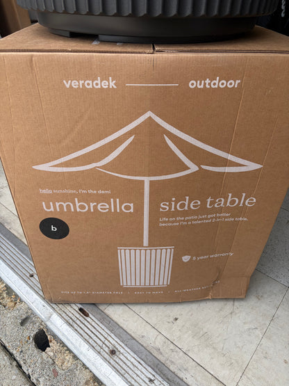 Veradek 20” Round Plastic Outdoor Umbrella Side Table