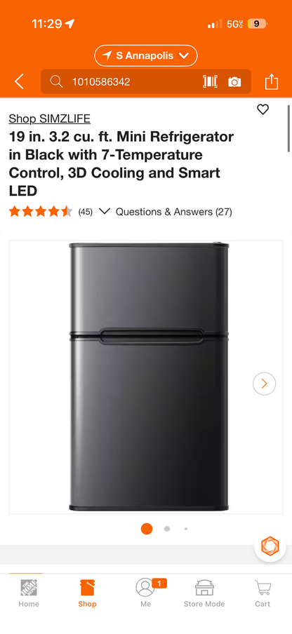 Simzlife 19” 3.2 cu ft Top Freezer Mini Fridge