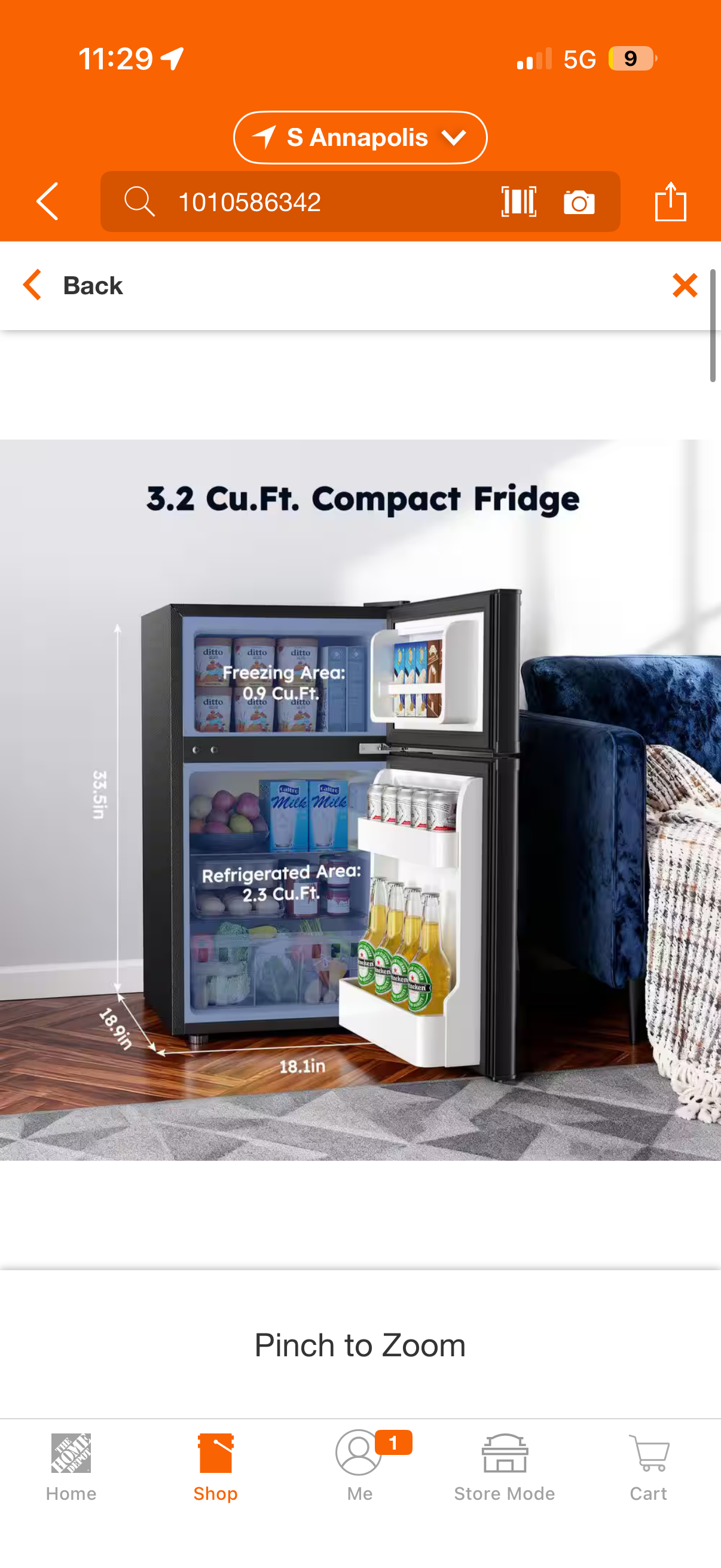 Simzlife 19” 3.2 cu ft Top Freezer Mini Fridge