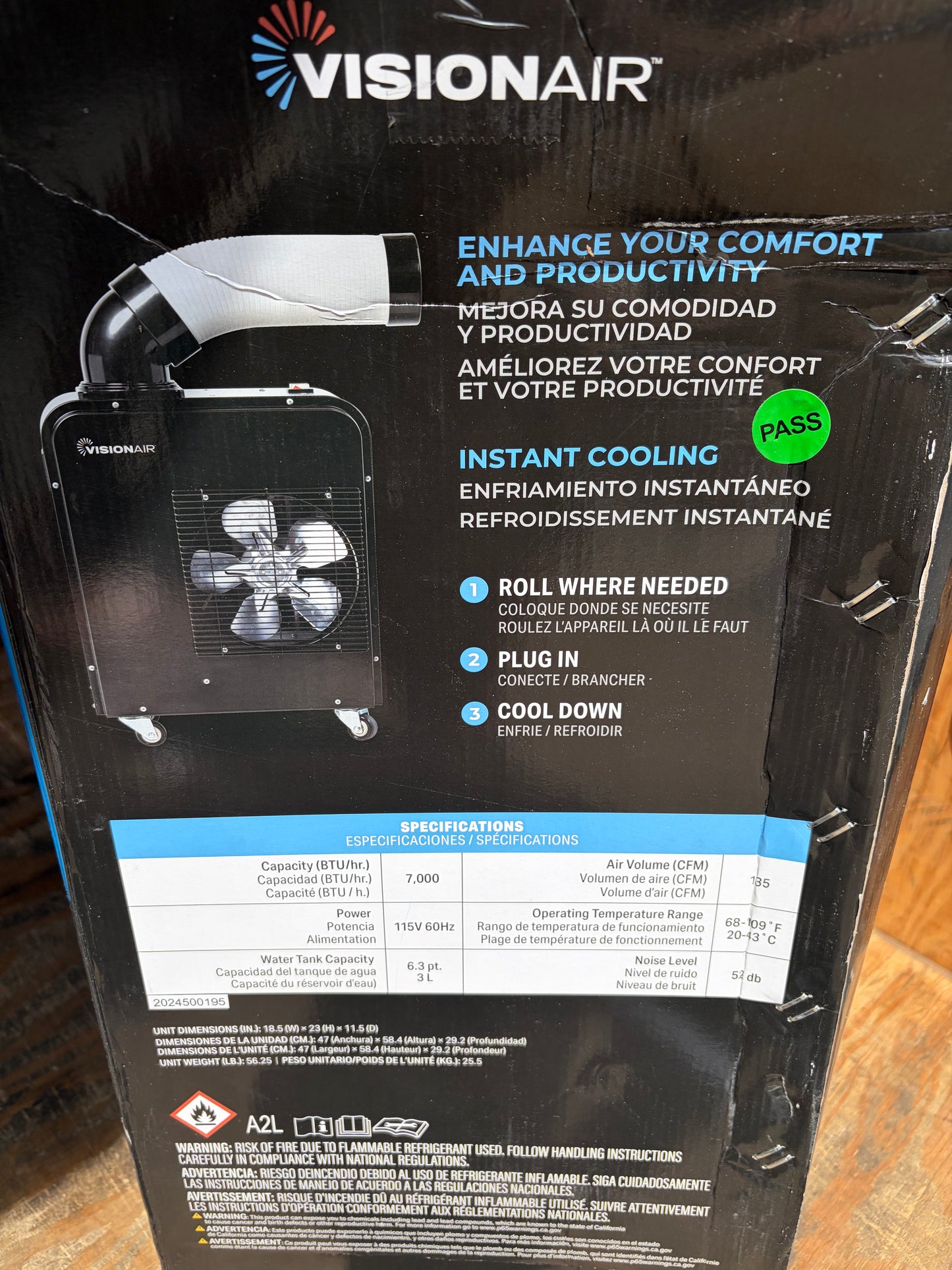 VisionAir 7,000 BTU Portable Indoor/Outdoor Spot Cooler Air Conditioner