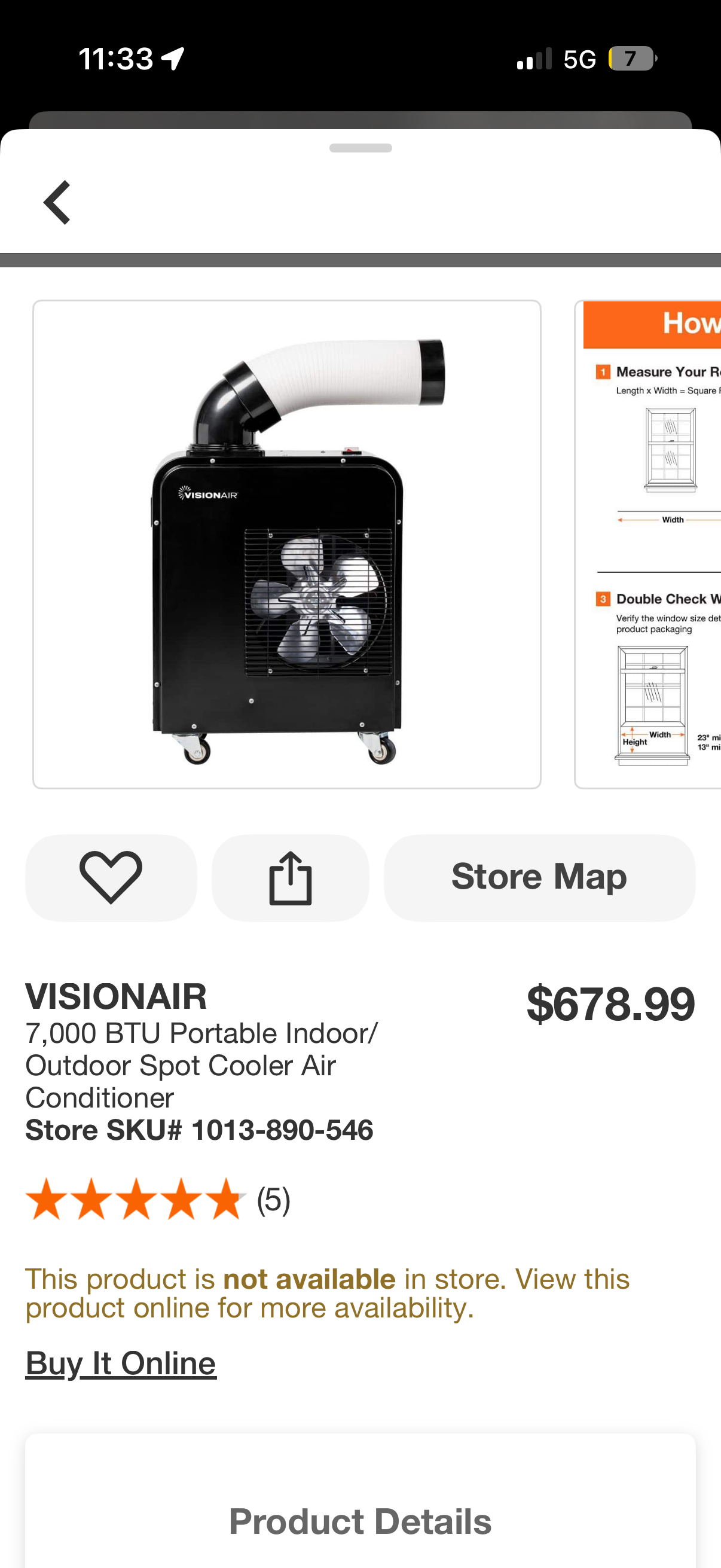 VisionAir 7,000 BTU Portable Indoor/Outdoor Spot Cooler Air Conditioner